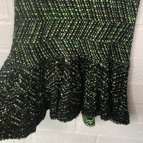 Anthropologie Moth Neon Pop Tweed Black Knit Fit & Flare Skirt size Medium - Picture 4 of 8